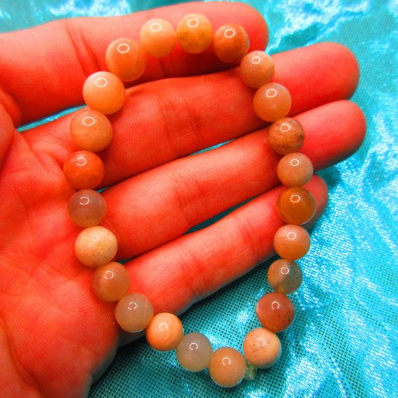 Peach Moonstone 8mm Round 7" Stretchy Gemstone Bracelet - Picture 1 of 3